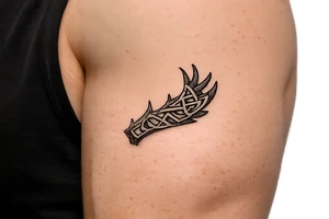 Caribou antler in Norse knot work open line concept stipple shading just one antler no background make it a realistic caribou antler shape tattoo idea