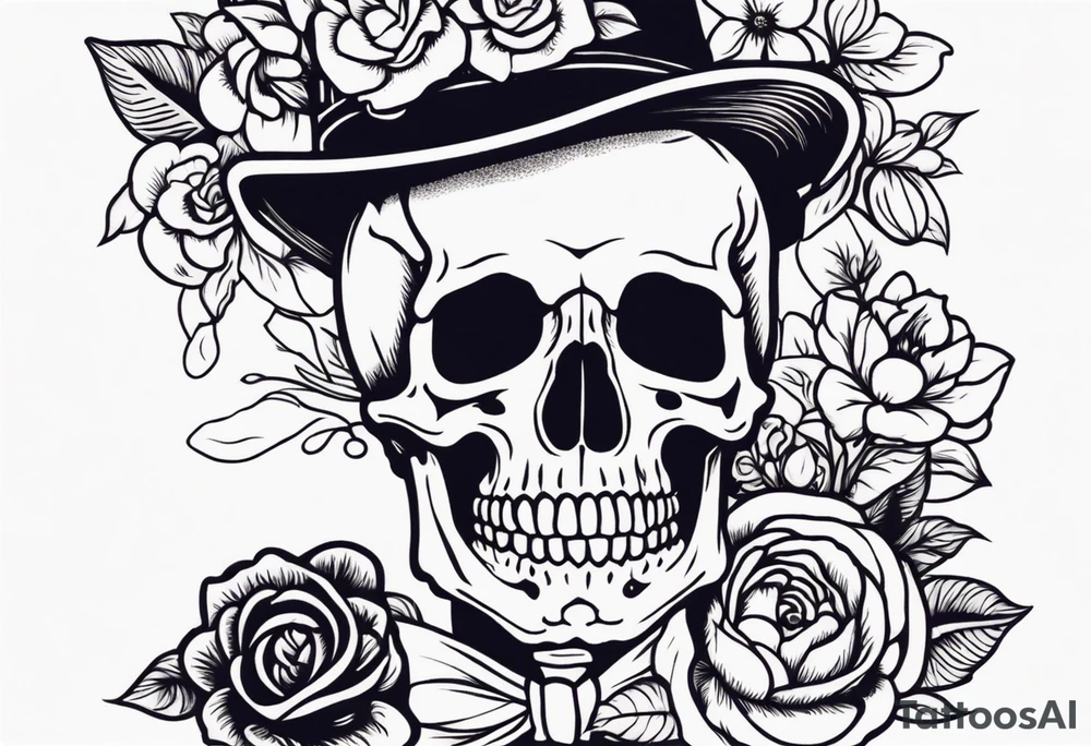 human skeleton

old school vintage simple traditional design surrounded by vintage flowers


bold color simple tattoo idea