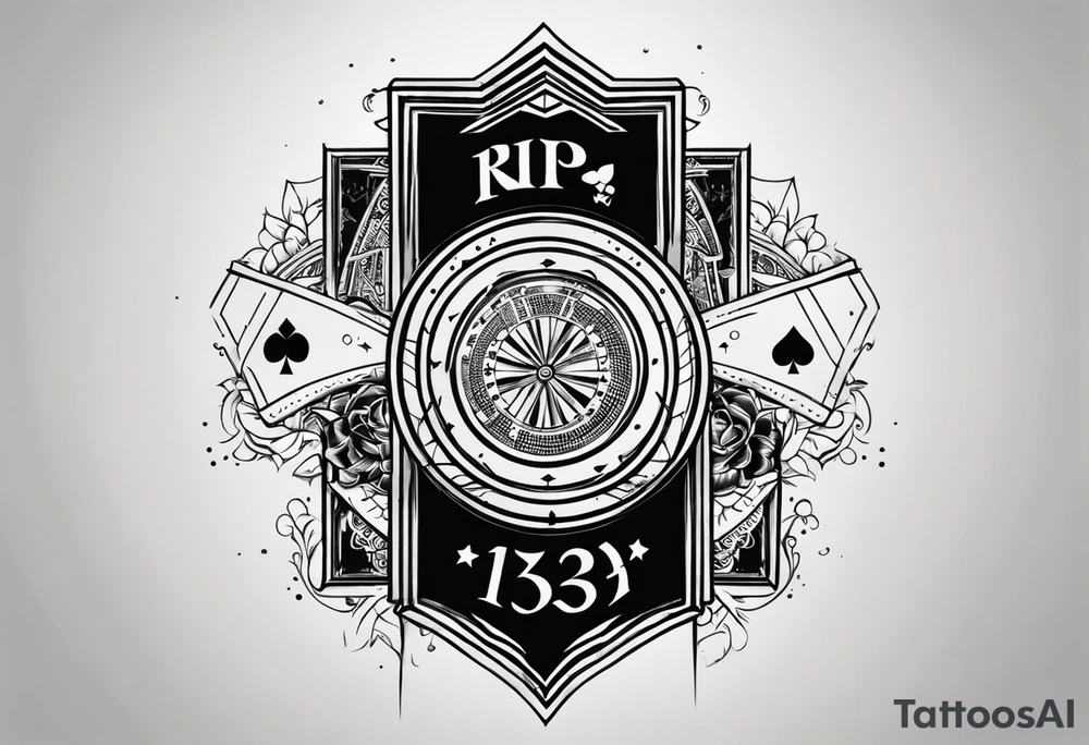 Simple rip tattoo with the date August 13,2024 involving poker tattoo idea