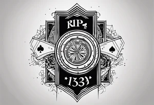 Simple rip tattoo with the date August 13,2024 involving poker tattoo idea