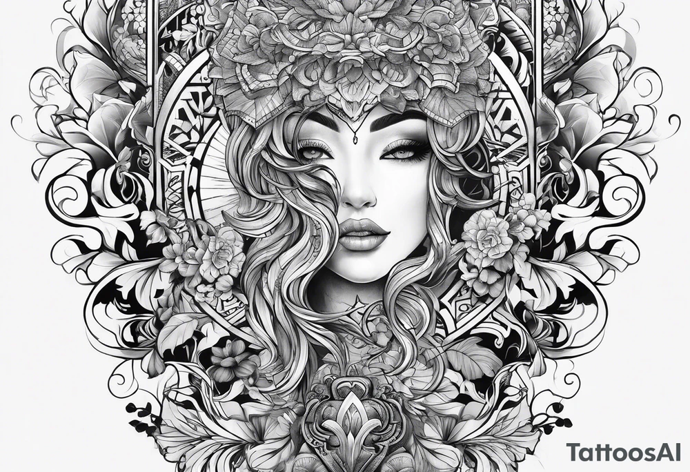 Full leg tattoo sleeve square tattoo idea
