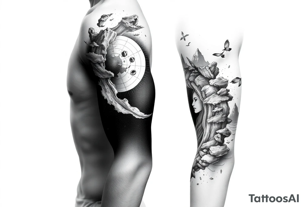 2 different worlds on both sides of a black hole tattoo idea