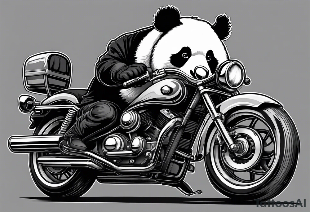 panda riding a motorcycle tattoo idea