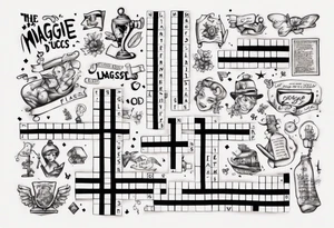 The words Maggie and Lucas in a crossword puzzle tattoo idea