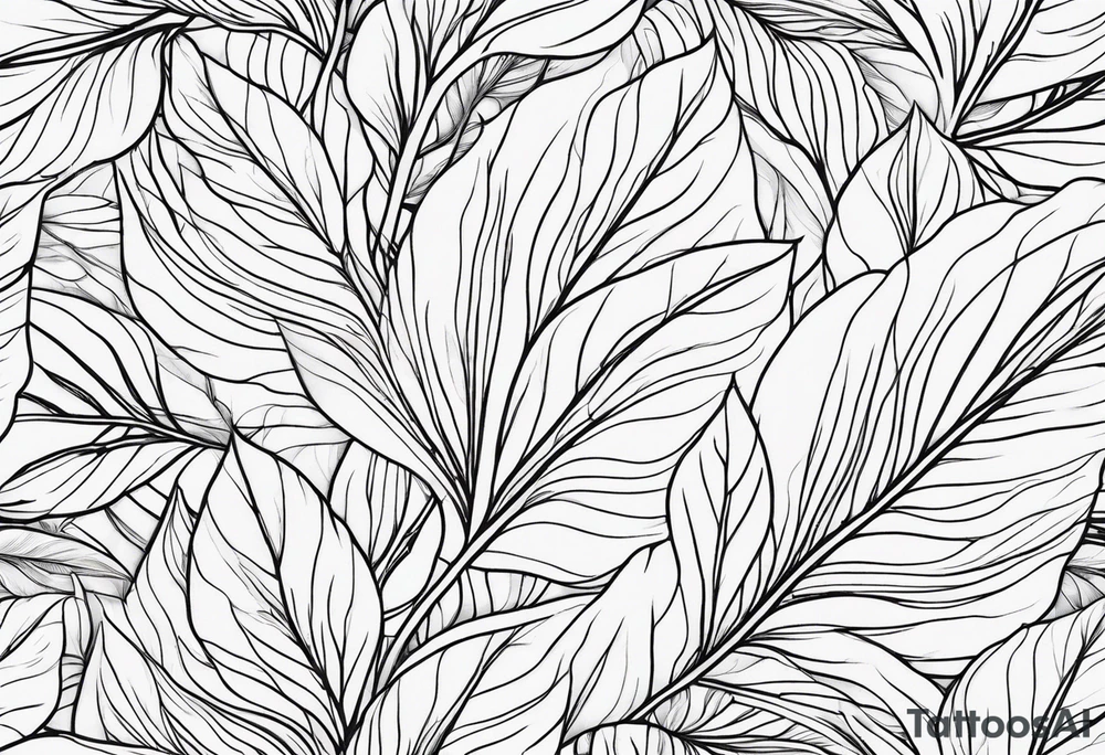 Create a delicate tattoo with beautiful flowing and delicate leaves in fineline minimalistic style tattoo idea