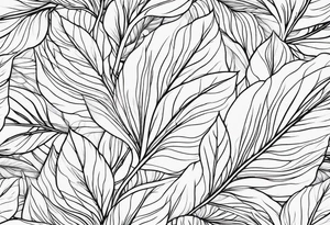 Create a delicate tattoo with beautiful flowing and delicate leaves in fineline minimalistic style tattoo idea