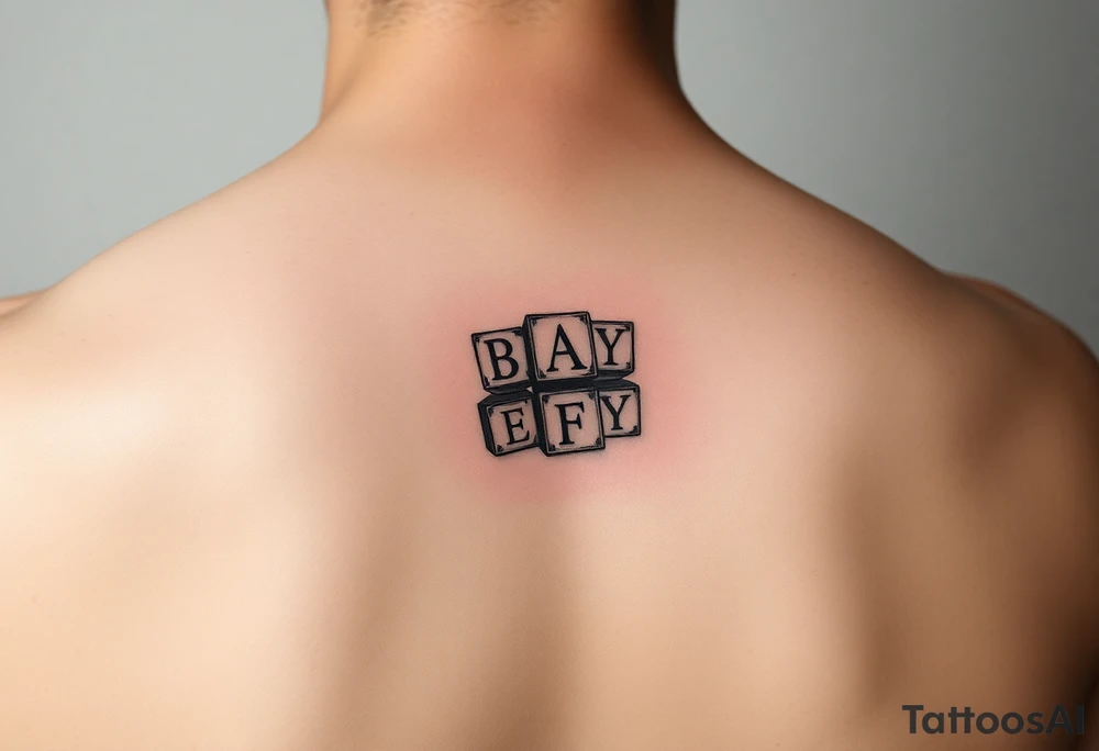 Baby letter blocks stacked tattoo idea