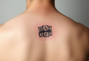 Baby letter blocks stacked tattoo idea