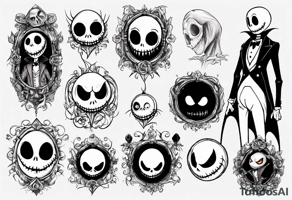 jack skellington and 
zero tattoo idea
