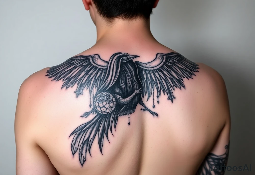 Left sleeve tattoo of the Morrigan Celtic  goddess of death. Powerful middle age woman of great wisdom and knowledge. Realistic and black and white imagery with potentially a splash of purple: images of crows can be built into it. tattoo idea