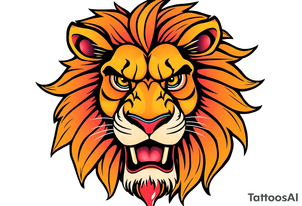 powerful majestic lion, close-up tattoo idea
