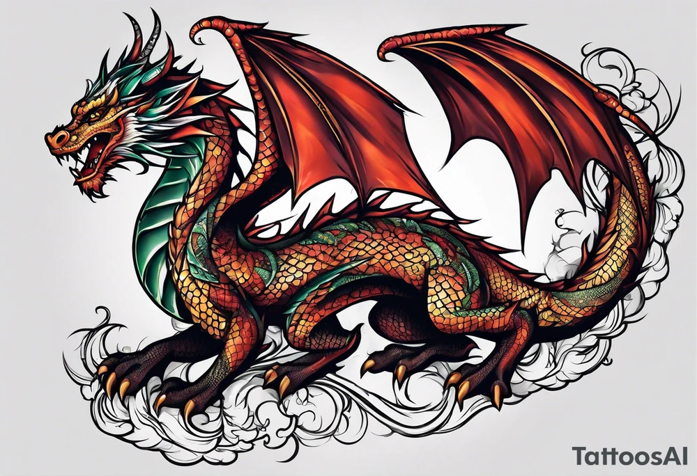 Welsh dragon looping forearm tattoo idea