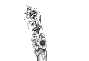 Wolfsbane flower going up the arm with details tattoo idea