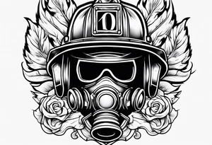 firefighter tattoo with flames and a helmet tattoo idea