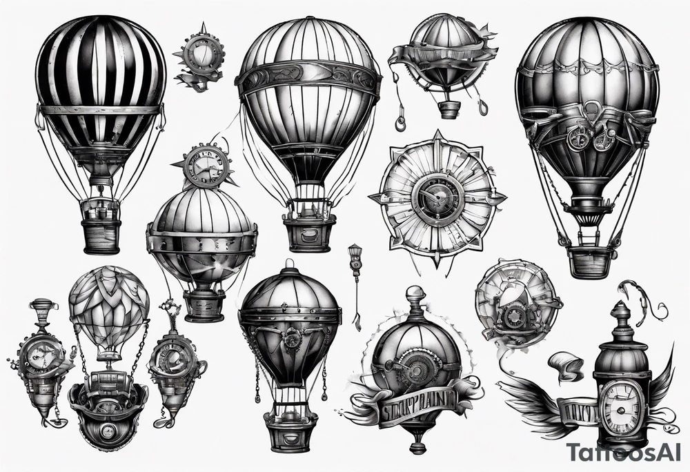 steampunk hot air balloon tattoo idea