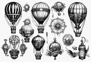 steampunk hot air balloon tattoo idea