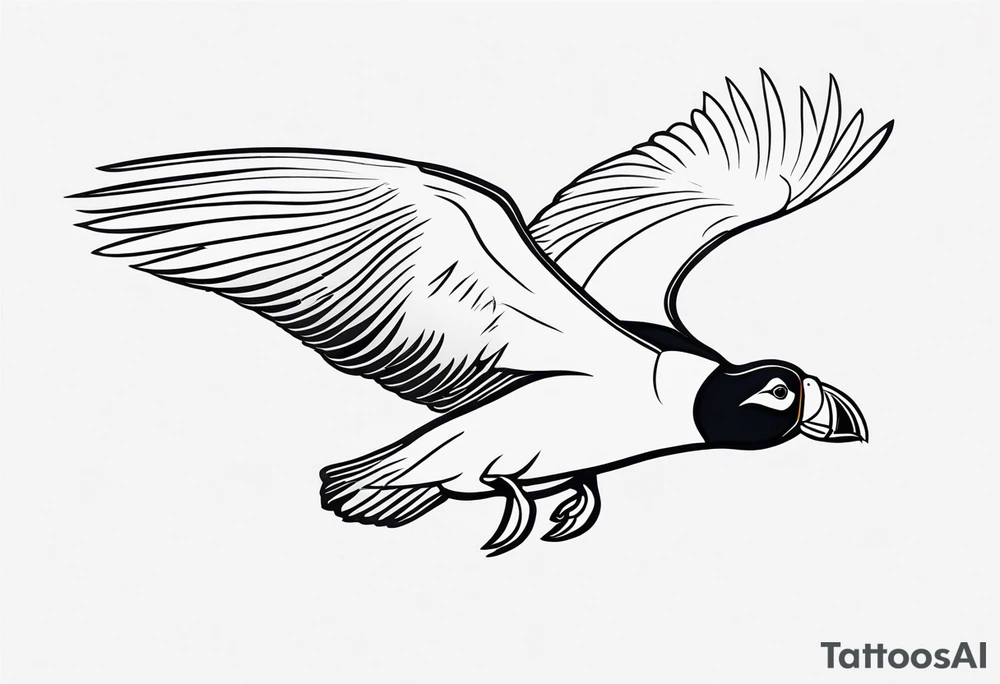 a black flying puffin 
 -  forarm Tattoo tattoo idea