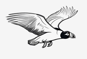 a black flying puffin 
 -  forarm Tattoo tattoo idea