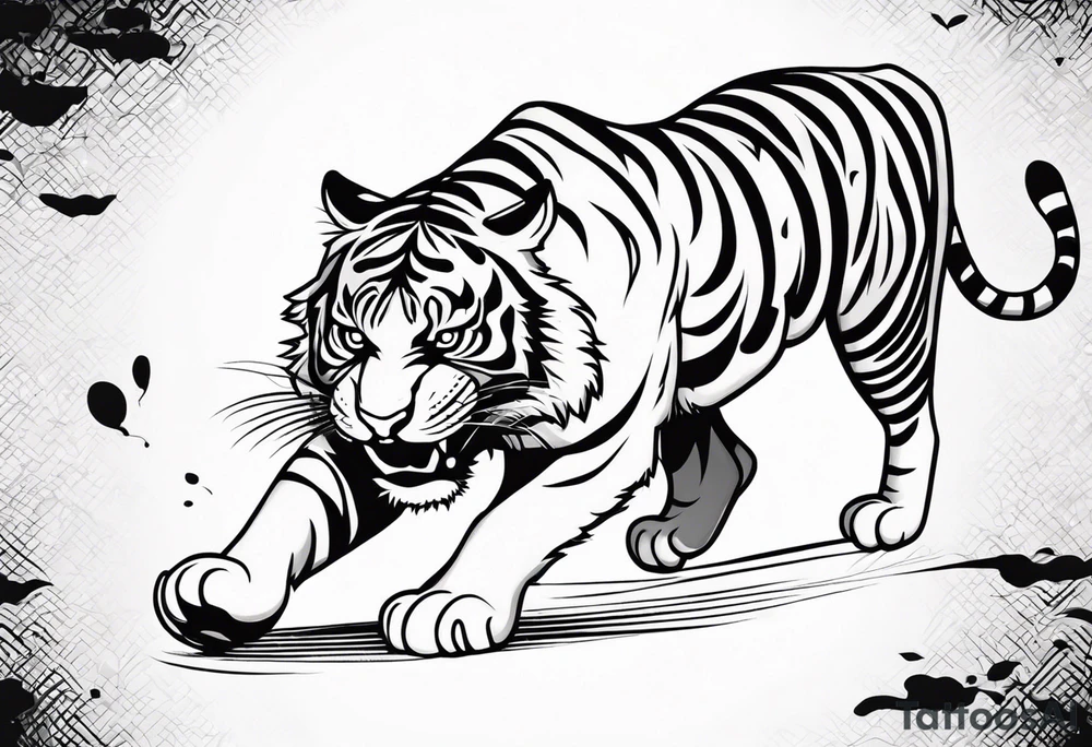 Tiger walking tattoo idea