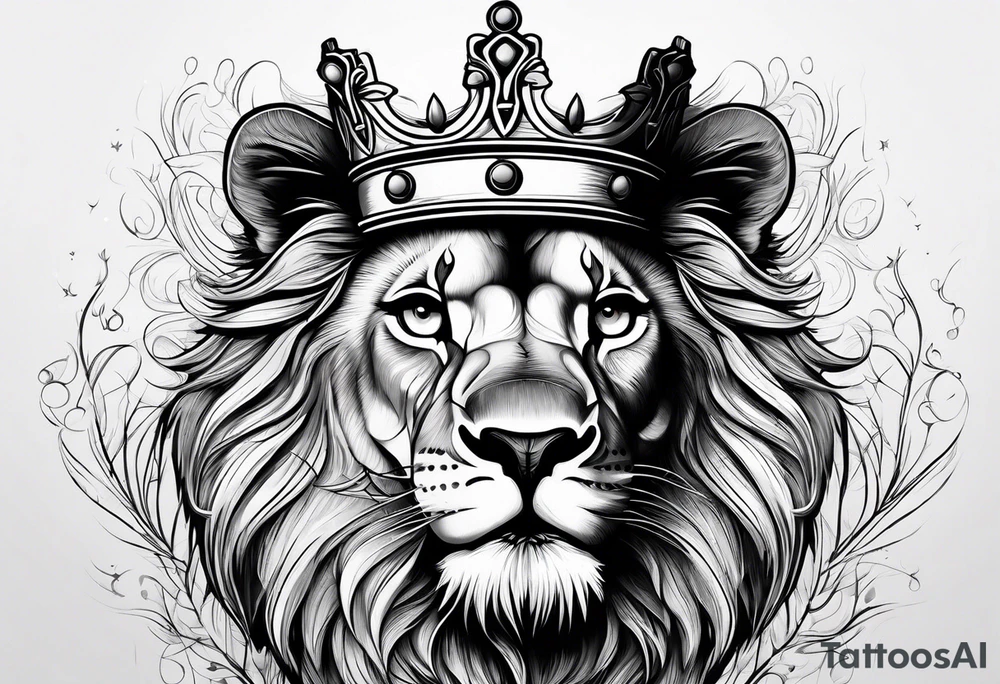 Lion cub with crown tattoo idea
