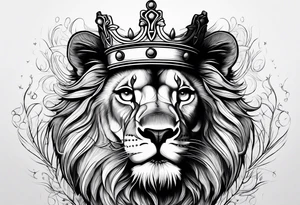 Lion cub with crown tattoo idea