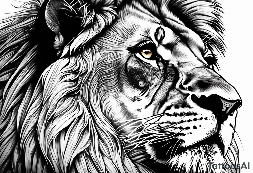 lion close up tattoo idea