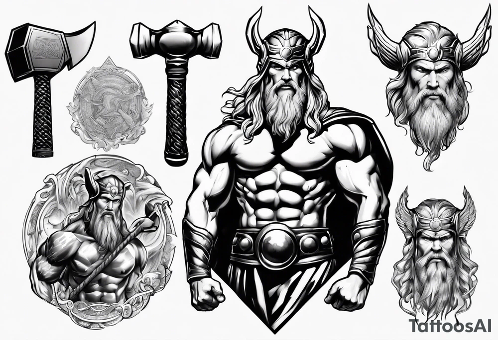 God Thor with a hammer tattoo idea