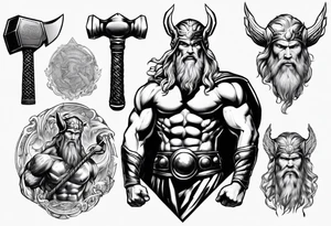 God Thor with a hammer tattoo idea