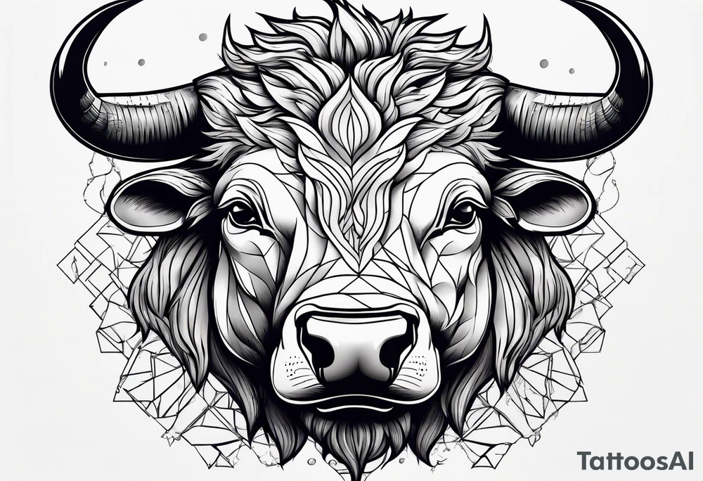 raging bull head busting through tattoo idea