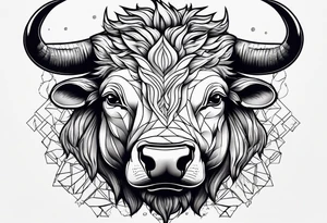 raging bull head busting through tattoo idea
