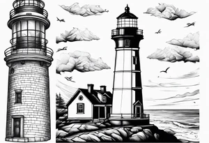 Lighthouse with house tattoo idea