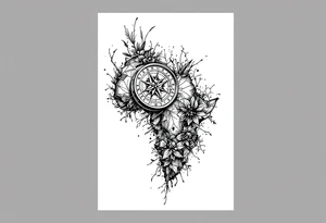 Compass on the back of the palm in the shape of Africa tattoo idea