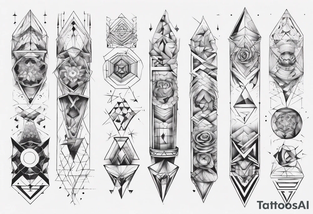 geometrical figures covering entire forearm tattoo idea