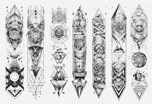 geometrical figures covering entire forearm tattoo idea