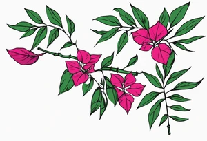 bamboo branch, monsteria leaf, bouganvillea tattoo idea
