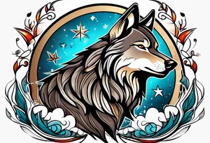 Wolf howling tattoo idea