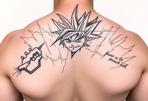 legendary dragonball z scene with energy aura and power effects tattoo idea