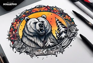 bear using a circular saw tattoo idea