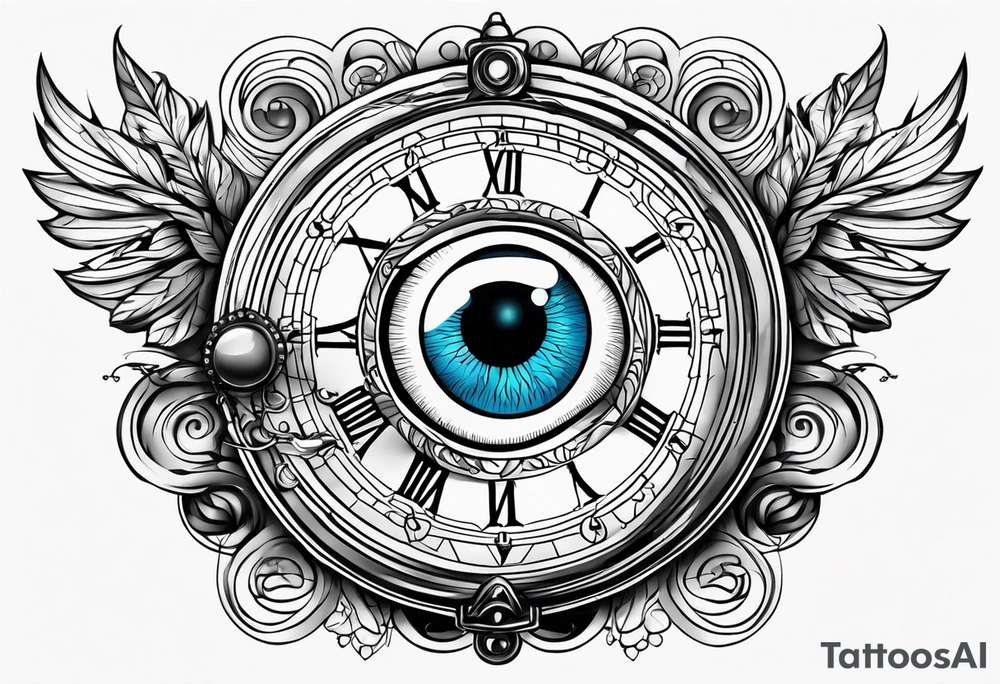 Stop watch with crying eyeball tattoo idea