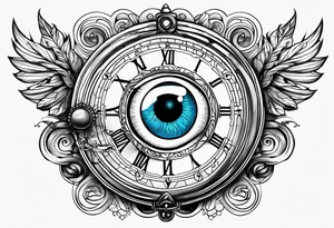 Stop watch with crying eyeball tattoo idea