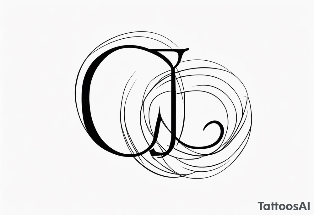 J and R initials cute and small and swirly lowercase tattoo idea