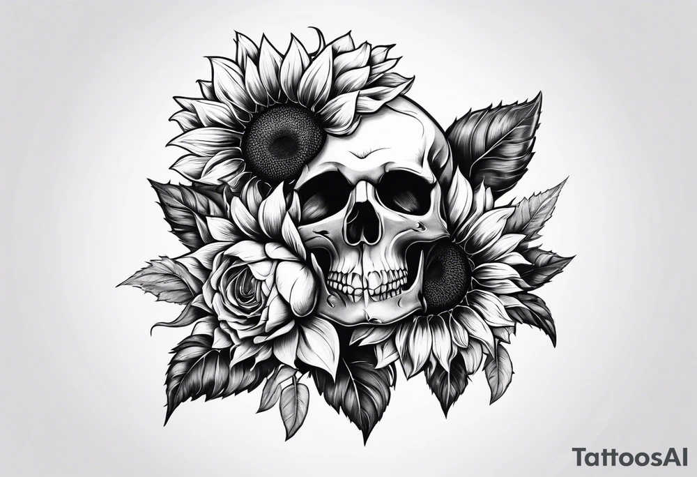 Sunflower, skull,
 mental health tattoo idea