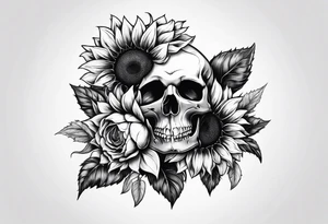 Sunflower, skull,
 mental health tattoo idea