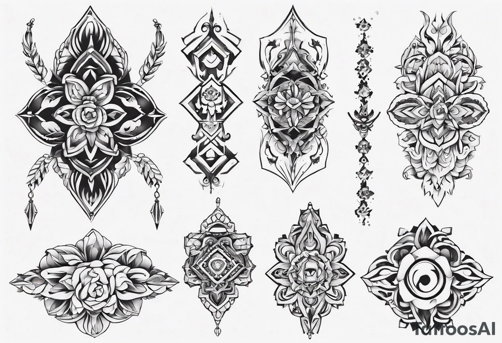 Ankle bracelet tattoo with ornamental style and larger in the centre tattoo idea