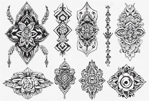 Ankle bracelet tattoo with ornamental style and larger in the centre tattoo idea
