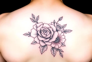 Rose and Chrysanthemum bouquet tattoo tattoo idea