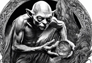 Gollum and the one ring the lord of the rings tattoo idea