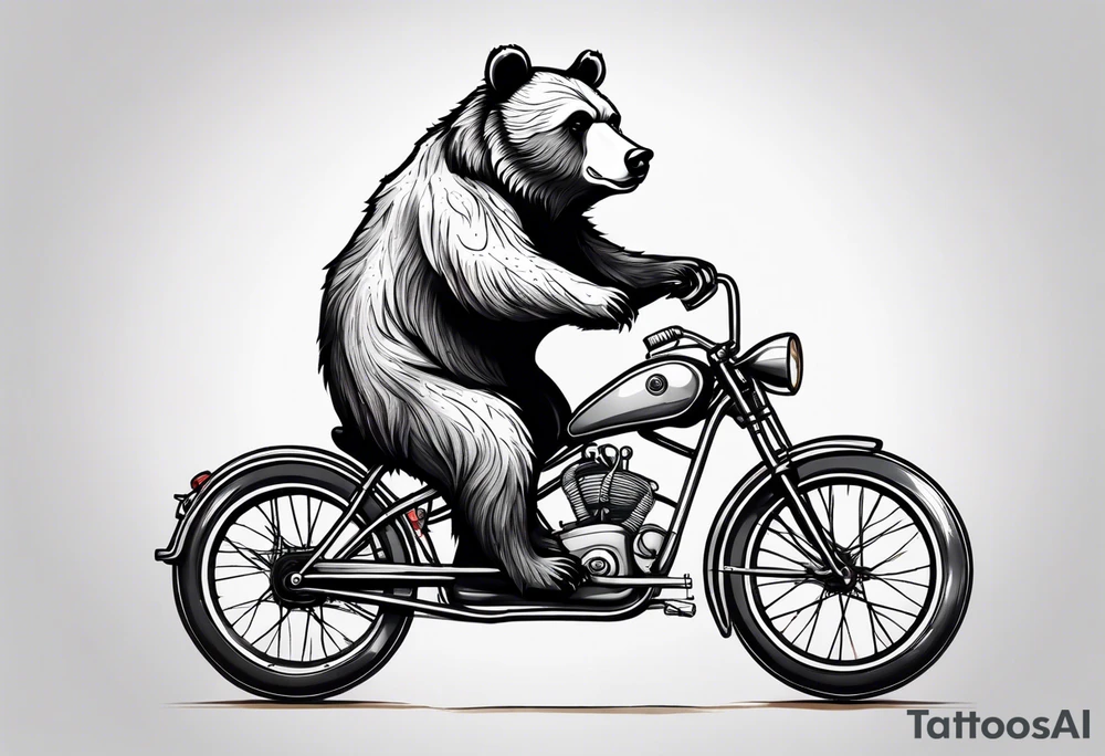 bear riding a bicycle tattoo idea
