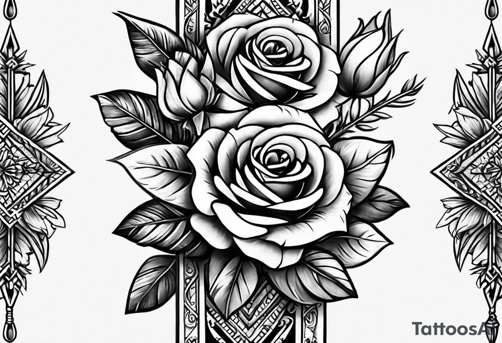 five Indian arrows going through a single rose on a forearm tattoo idea five Indian arrows going through a single rose on a forearm tattoo idea