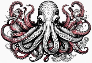 large and long octopus with multiple tentacles and suckers  that would be designed to drape around an arm tattoo idea